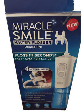 Flosser Water Miracle Smile Deluxe Pro White 4 Water Jets Clean, Floss, Massage